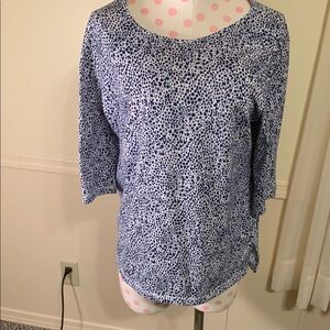 Ruby Road Blue/White Spotted Women's Top Sz Large Perfect Condition Short Sleeve
